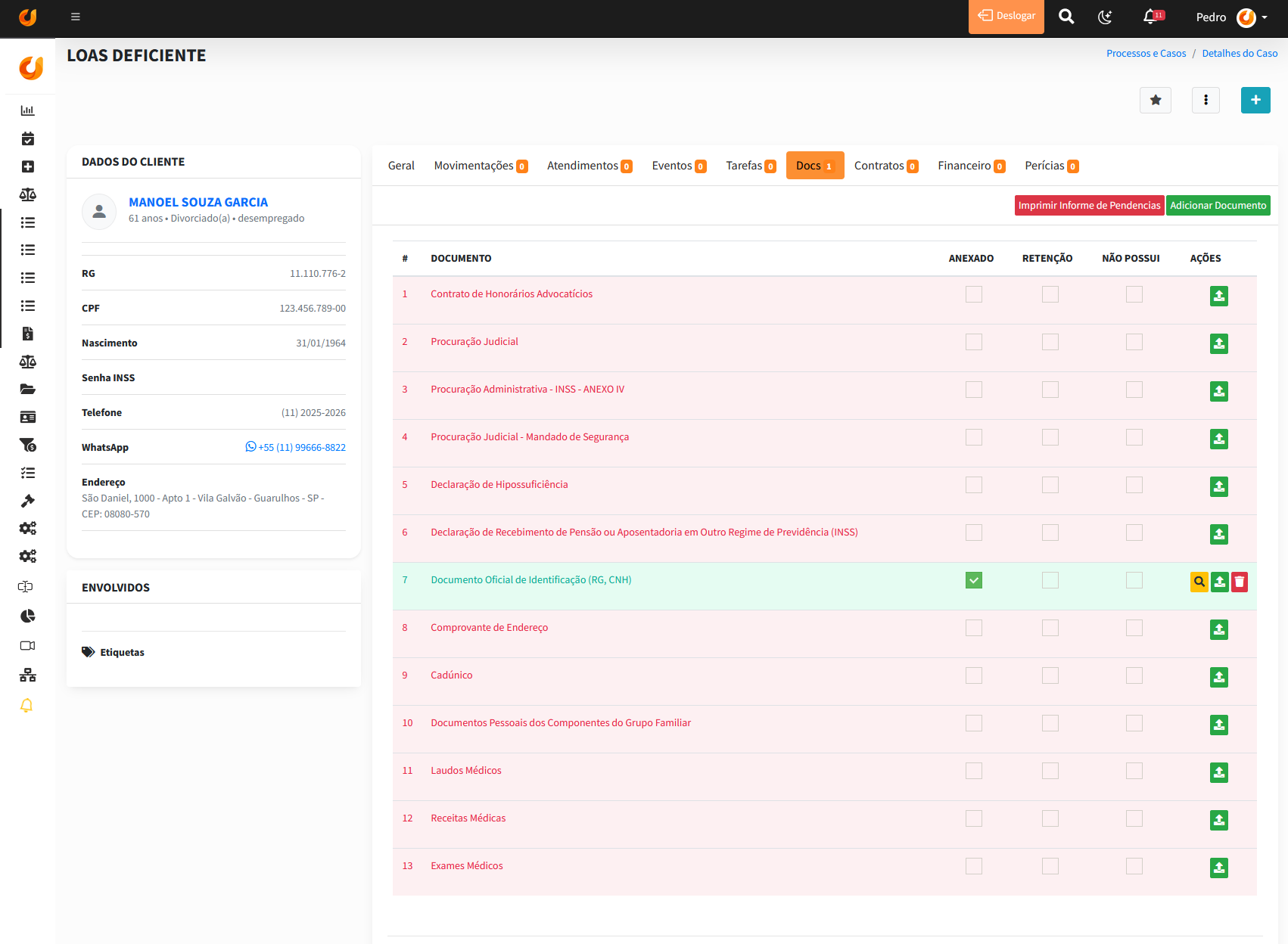 Print de documentos do OfficeJuris